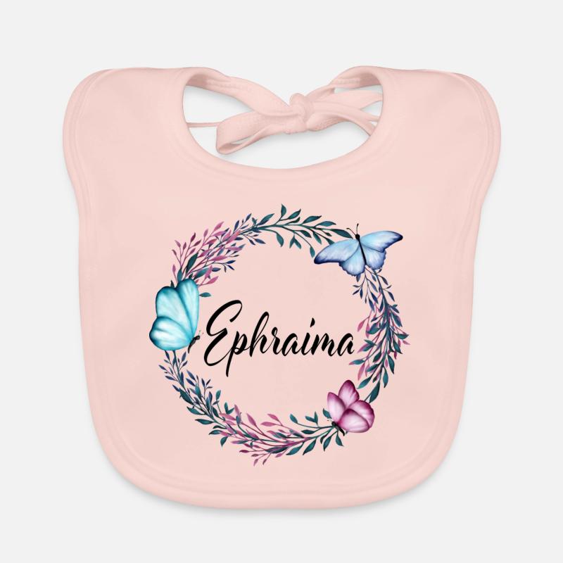 ephraima, nom, lettrage, couronne de fleurs cadeau Bavoir bio Bébé