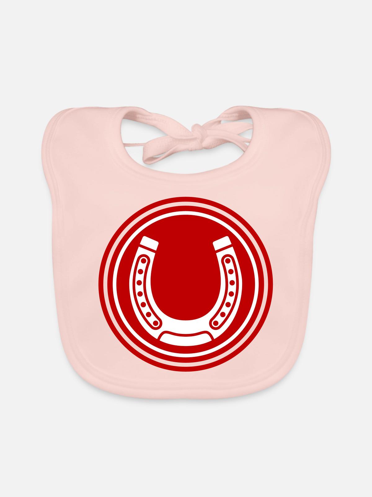 Hufeisen Symbol - Baby Bio-Lätzchen - Rose - Vorne