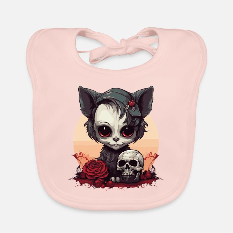 Cute Emo Gothic Kitten Organic Baby Bibs