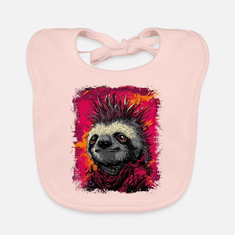 Cool Punk Rock Sloth Organic Baby Bibs