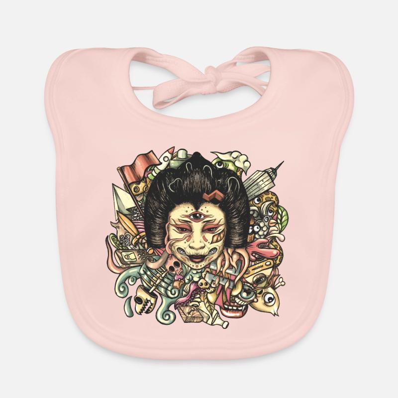 Gueisha Doodle Flat Organic Baby Bibs