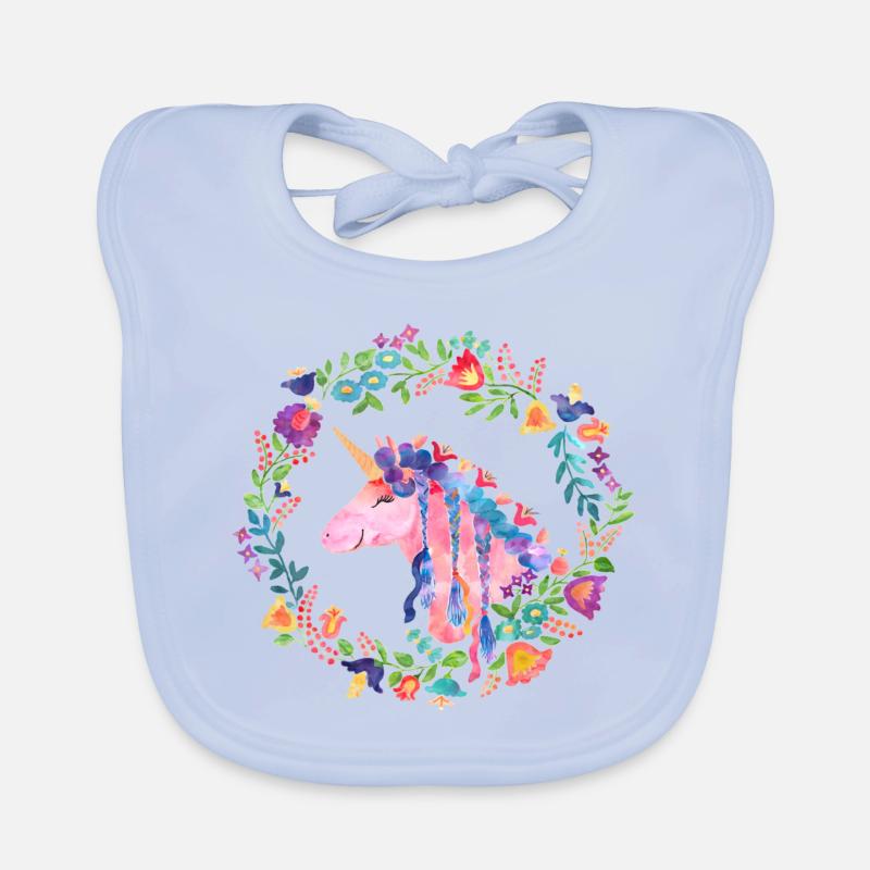 Einhorn Blumen Bunt Baby Bio-Lätzchen