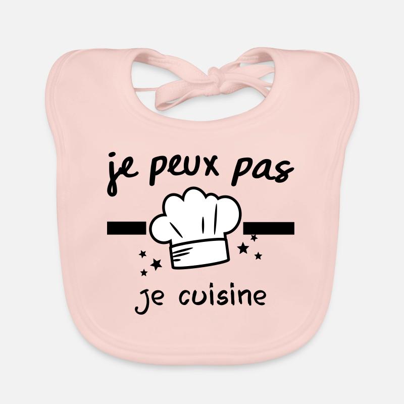 je peux pas je cuisine, toque,chef - Bavoir bio Bébé - rose