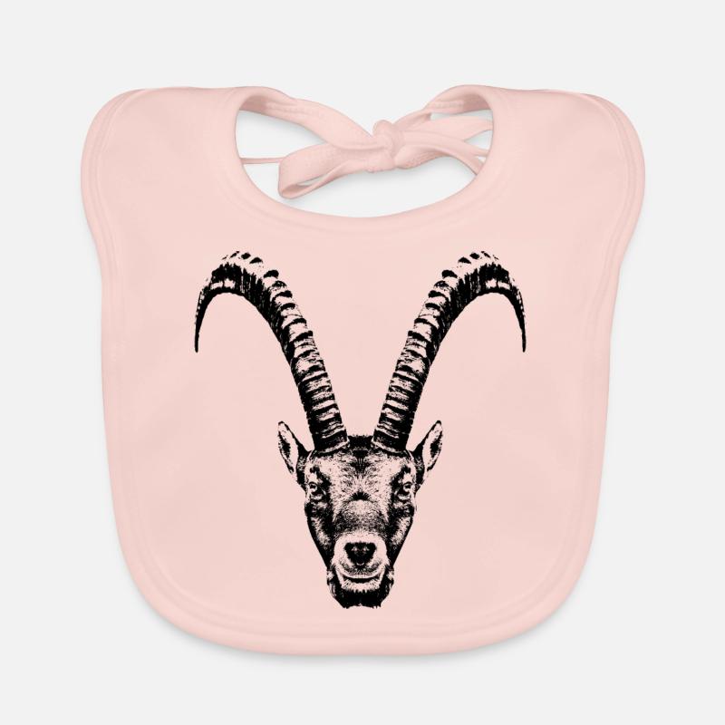 Steinbock / Kopf / Ibex / frontal Baby Bio-Lätzchen