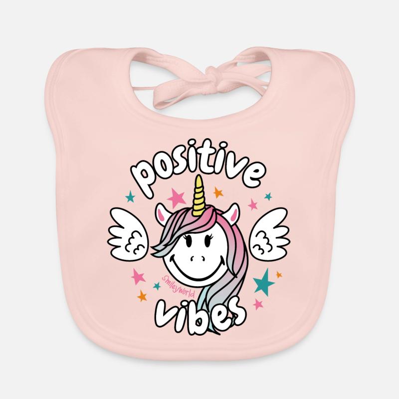 SmileyWorld Lächelndes Einhorn Positive Vibes - Baby Bio-Lätzchen - Rose