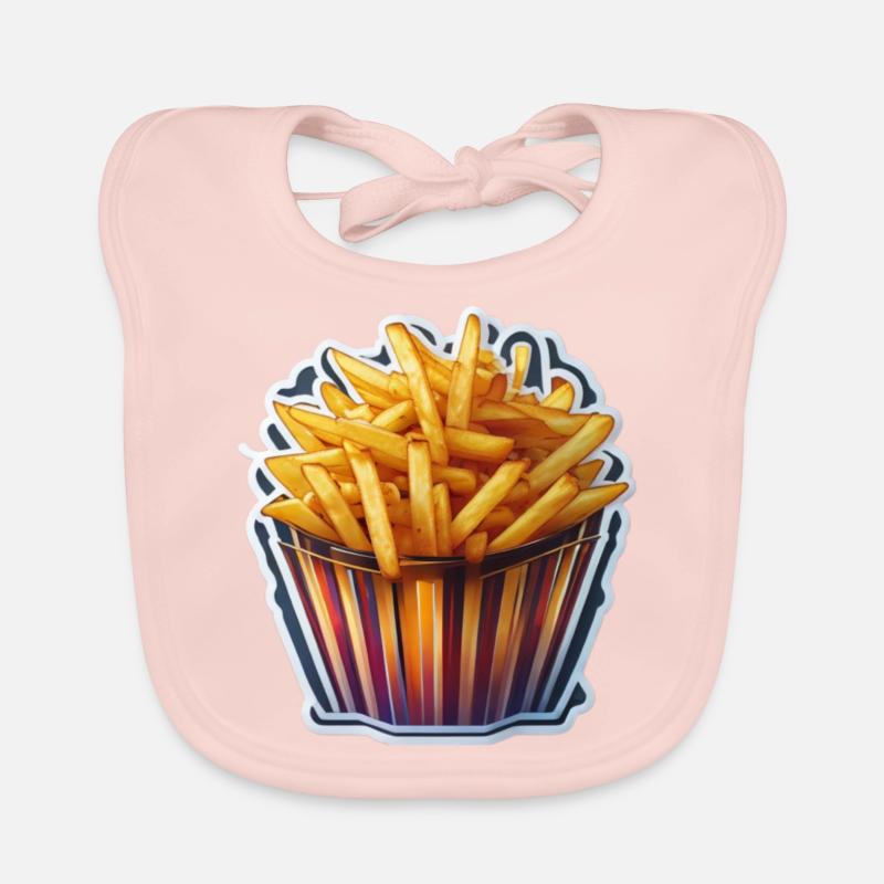 Frites - Bavoir bio Bébé - rose