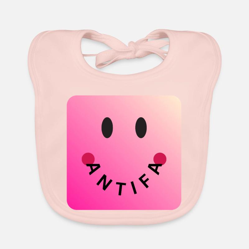 Friendly Antifa Pink | Gradient Smile Typo - Baby Bio-Lätzchen - Rose