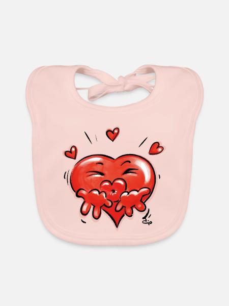 Verliebtes Herz - Baby Bio-Lätzchen - Rose