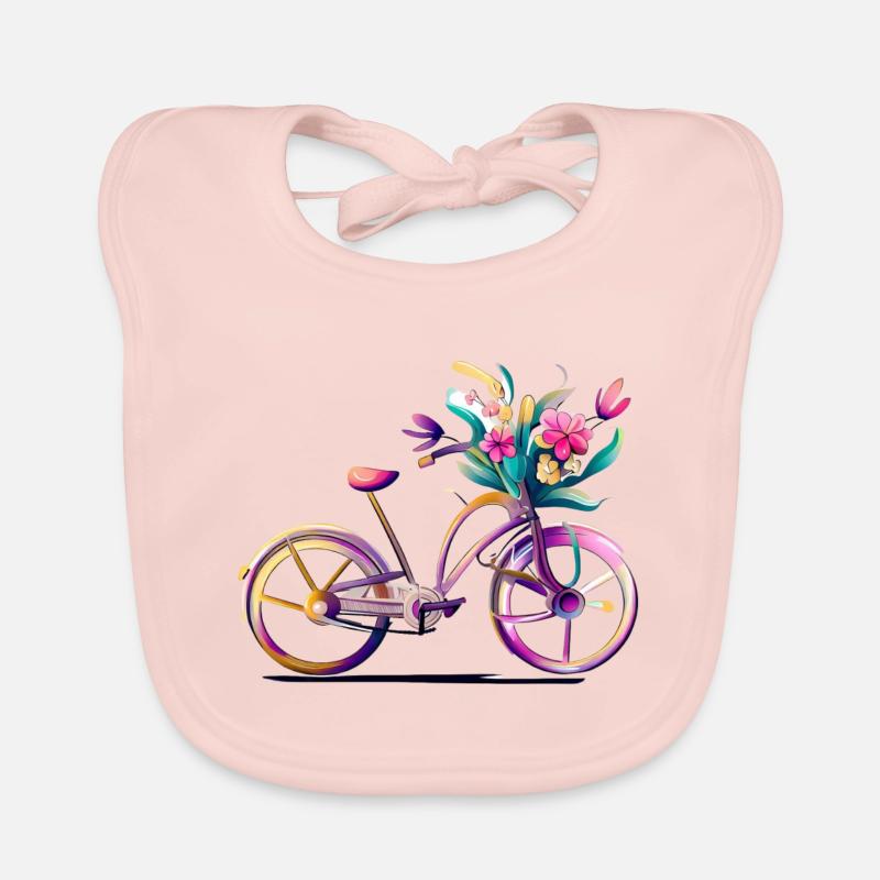 Vélo avec des fleurs Bavoir bio Bébé