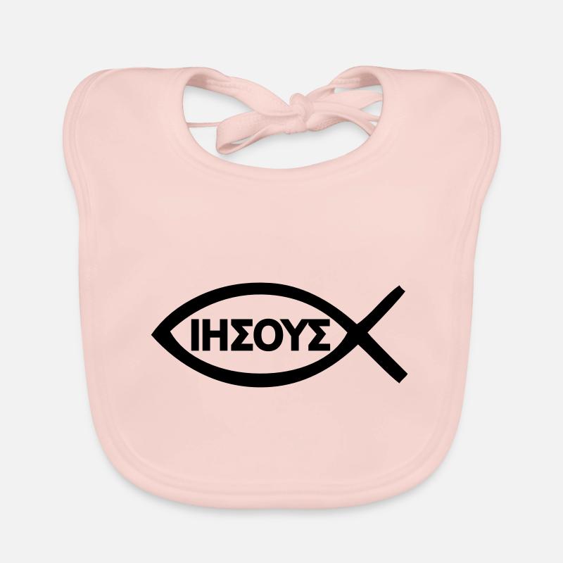 Chrétiens Jesus Poisson Symbole - Bavoir bio Bébé - rose