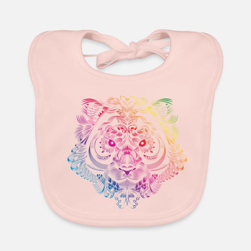 tiger mandala coloré - Bavoir bio Bébé - rose