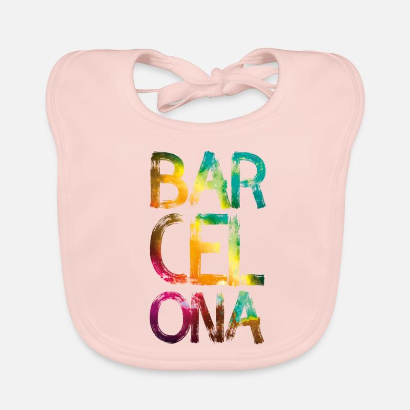 Ville de Barcelone - Bavoir bio Bébé - rose