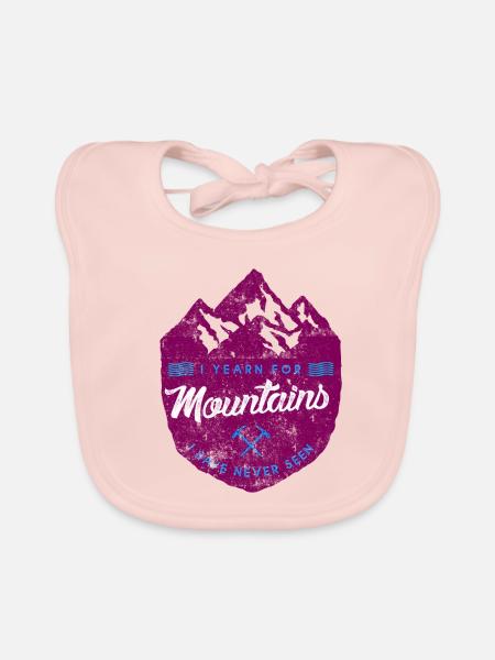Mountain mountains saying - Organic Baby Bibs - rose - Front