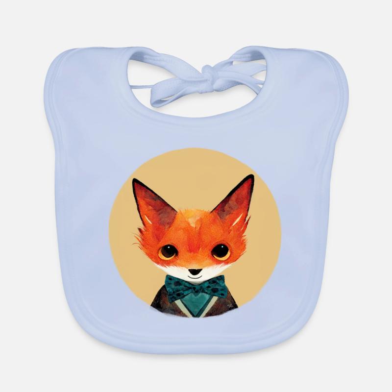 Little fox with fly in a circle Organic Baby Bibs