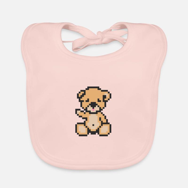 Pixel Bear Light Organic Baby Bibs