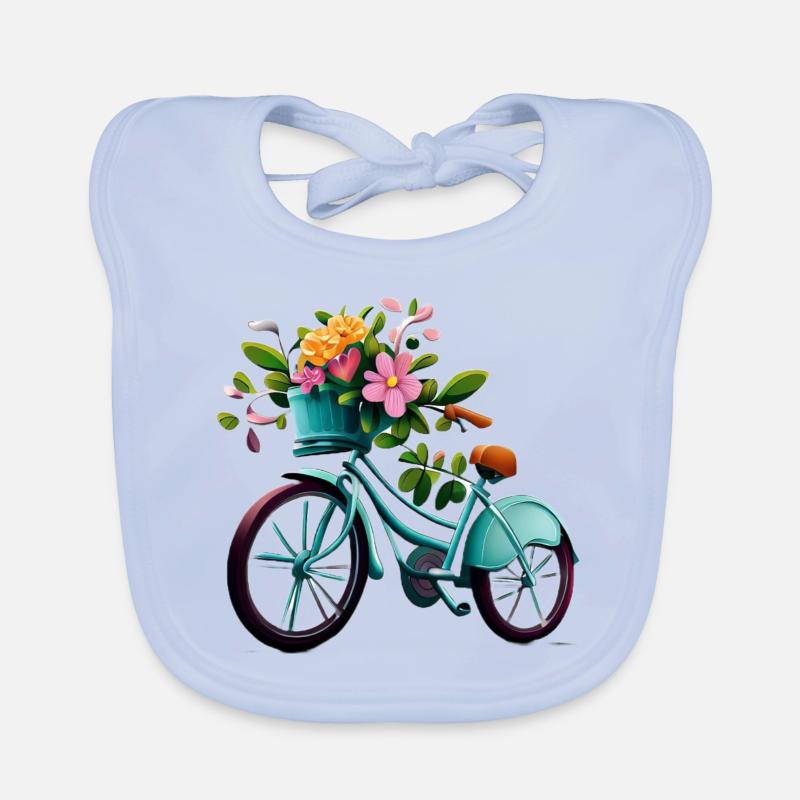 Vélo avec des fleurs Bavoir bio Bébé