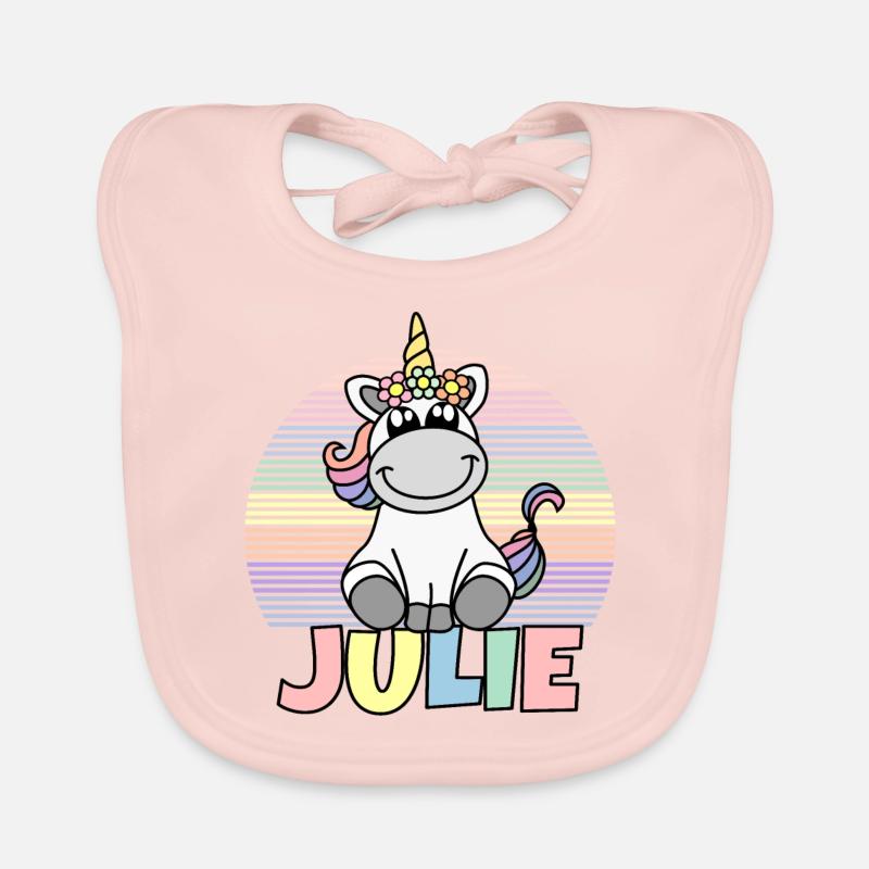 Julie Nom de la licorne - Bavoir bio Bébé - rose