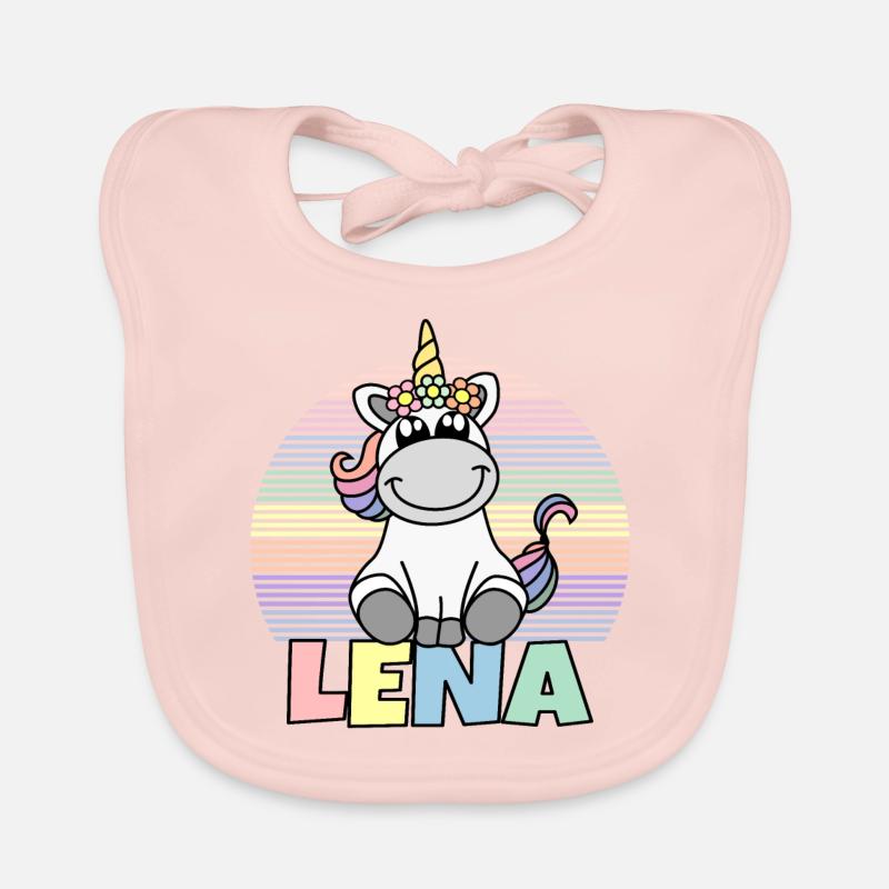 Lena Nom de la licorne - Bavoir bio Bébé - rose