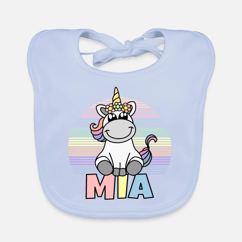 Nom de la licorne Mia Bavoir bio Bébé