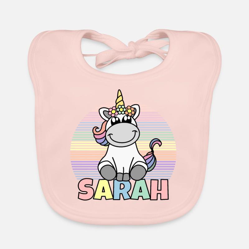 Sarah Unicorn Name Organic Baby Bibs