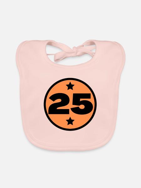 25 Vingt Cinq Cercle Orange Noir âge anniversaire - Bavoir bio Bébé - rose - Devant
