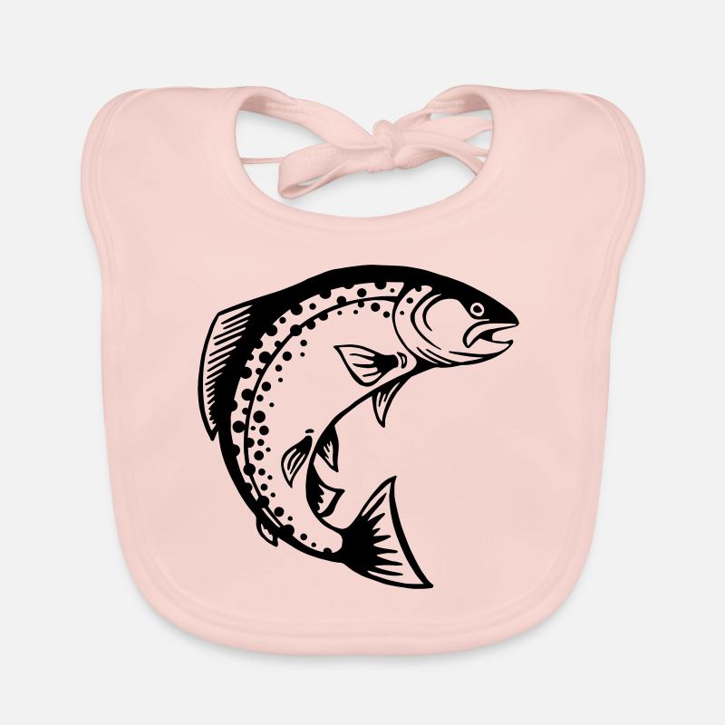 Dernière pêche à la truite - Bavoir bio Bébé - rose
