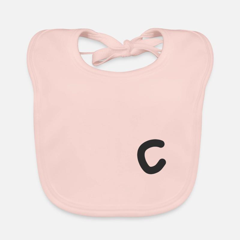 Lettre c - Bavoir bio Bébé - rose