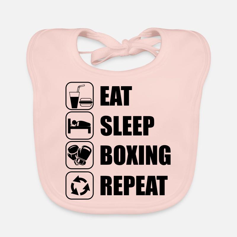 Eat Sleep Boxing Repeat - Baby Bio-Lätzchen - Rose