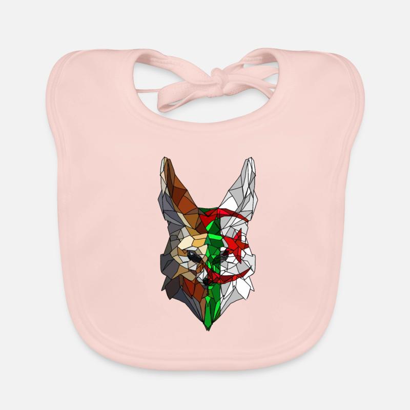 Fennec et drapeau de l'Algérie en polysphère - Bavoir bio Bébé - rose
