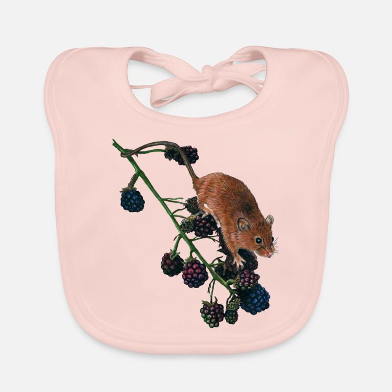 Maus auf Brombeersträuchern. Mäuse. Tierwelt. Baby Bio-Lätzchen