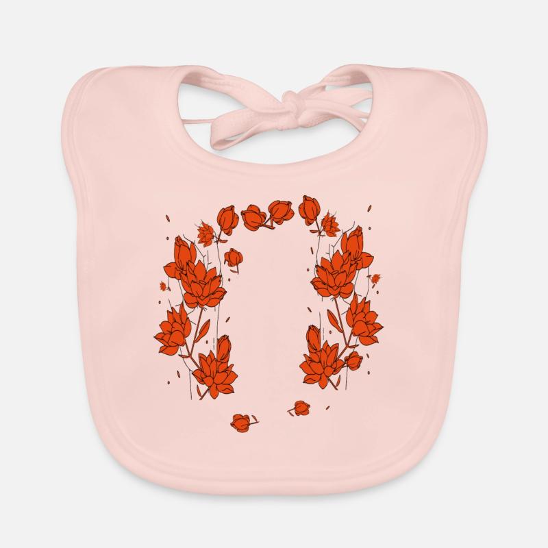 Red Flowers Organic Baby Bibs