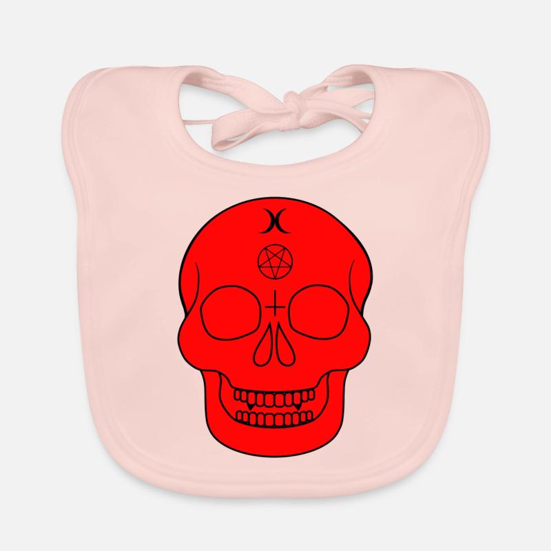 Red skull with occult symbols Organic Baby Bibs