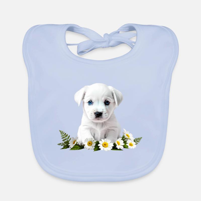 Zarter Welpe mit Gänseblümchen Baby Bio-Lätzchen