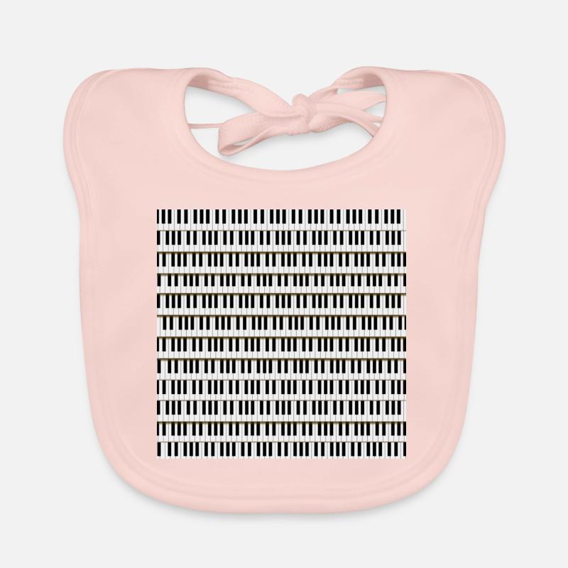 Clavier de piano - Bavoir bio Bébé - rose