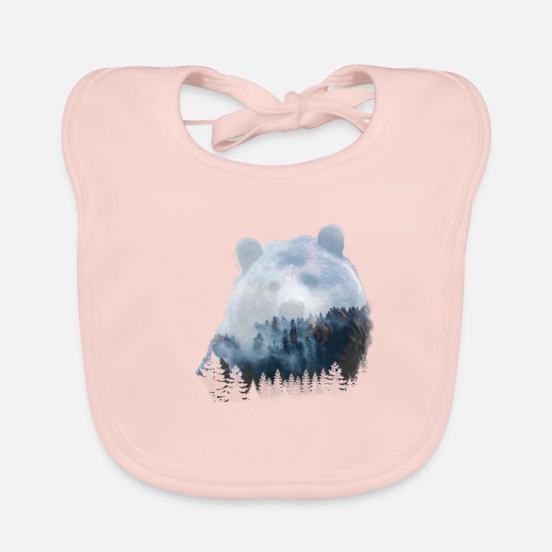 Ours - Bavoir bio Bébé - rose