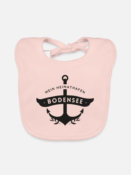 Mein Heimathafen / Anker / Bodensee - Baby Bio-Lätzchen - Rose - Vorne