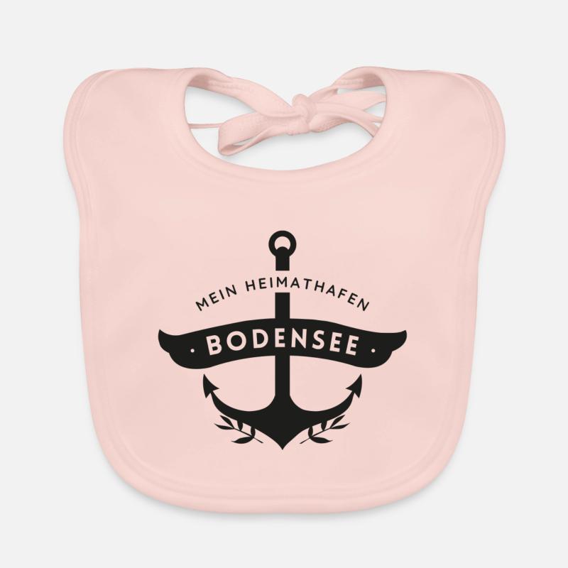 Mein Heimathafen / Anker / Bodensee - Baby Bio-Lätzchen - Rose