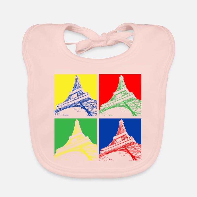 tour Eiffel - Bavoir bio Bébé - rose