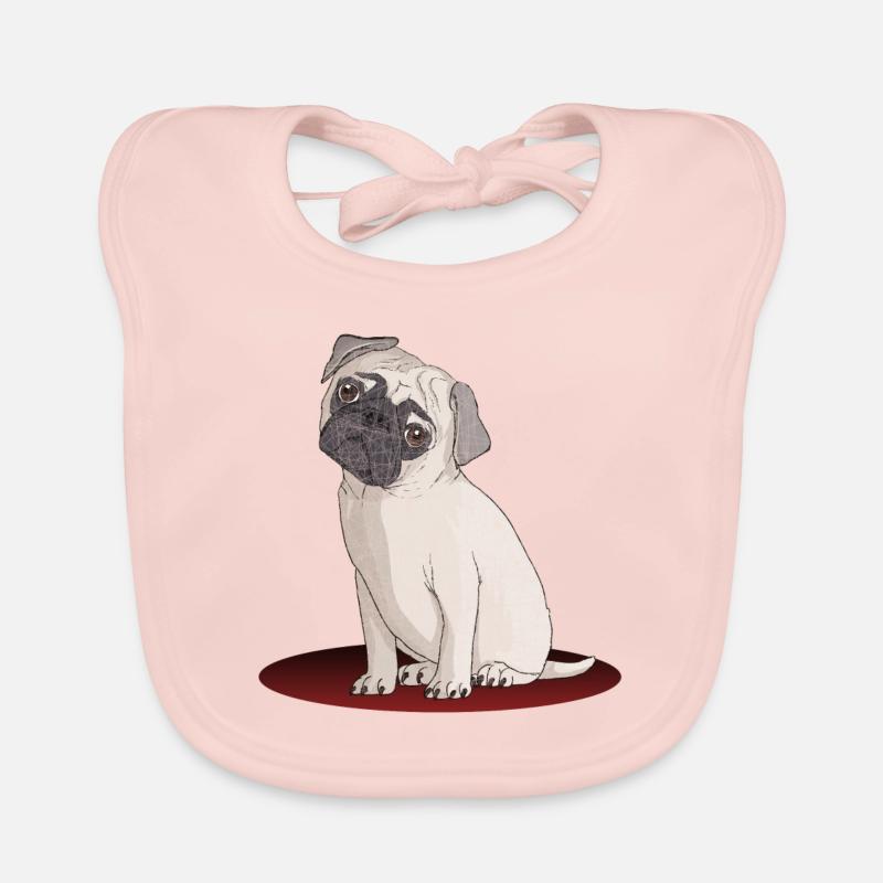Süßer Designer Mops mit super Effekten Baby Bio-Lätzchen