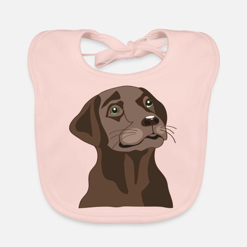Brauner Labrador - Baby Bio-Lätzchen - Rose