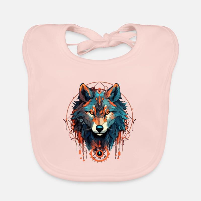 Mystical Wolf Circle Organic Baby Bibs