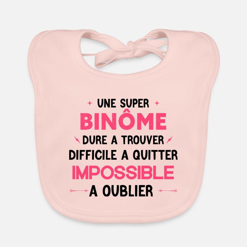 Super binôme - Impossible A Oublier - Bavoir bio Bébé - rose