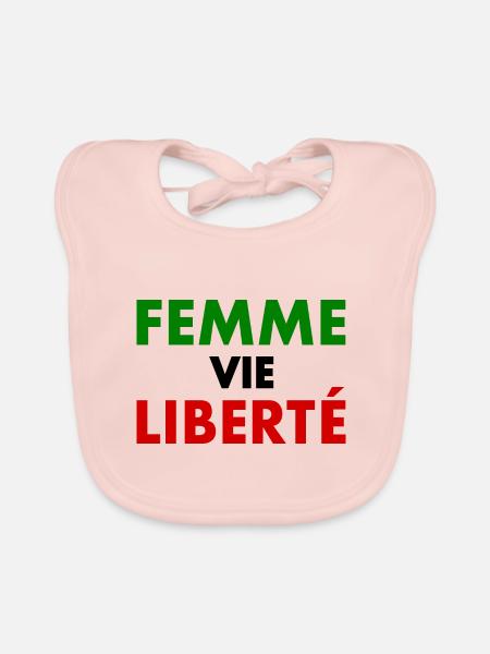 Femme vie liberté - Bavoir bio Bébé - rose - Devant
