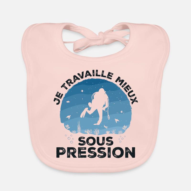 Je Travaille Mieux Sous Pression Plongée Bavoir bio Bébé