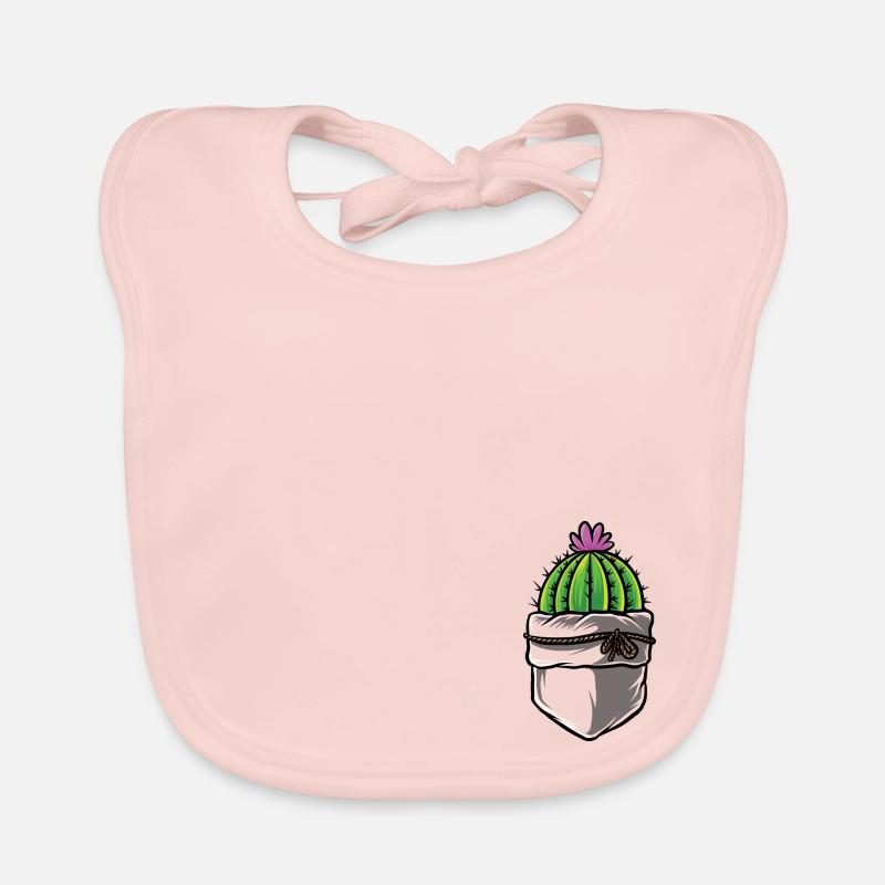 Cactus avec fleur rose dans la poche de votre poitrine Bavoir bio Bébé