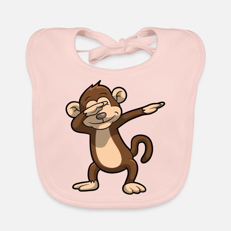 Dabbing Affe lustig Geschenk Kind Geburtstag - Baby Bio-Lätzchen - Rose