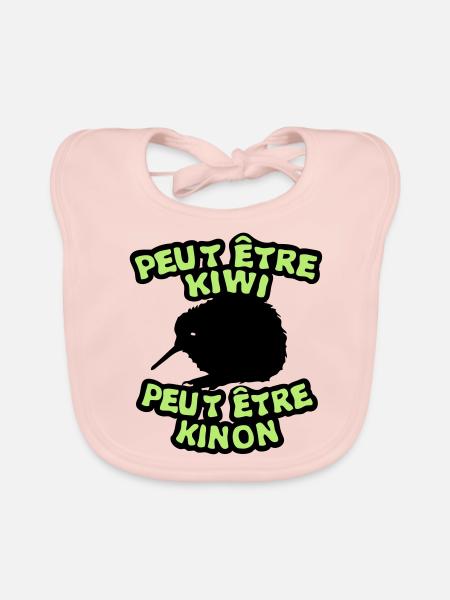 peut etre kiwi kinon animal oiseaux expr - Bavoir bio Bébé - rose - Devant