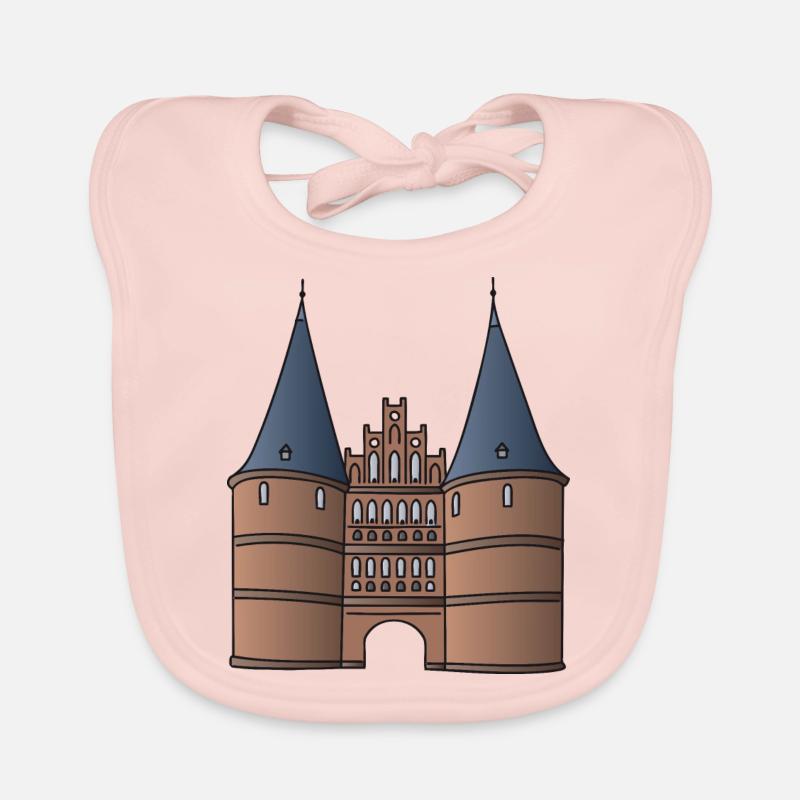 Holstentor Lübeck c - Baby Bio-Lätzchen - Rose