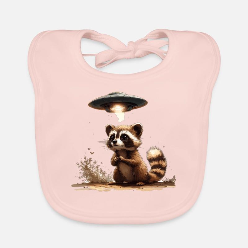 Lustiger Waschbär mit Ufo Baby Bio-Lätzchen