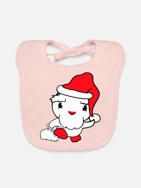 Ente Weihnachtsmann Geschenke Weihnachten Nikolaus - Baby Bio-Lätzchen - Rose - Vorne